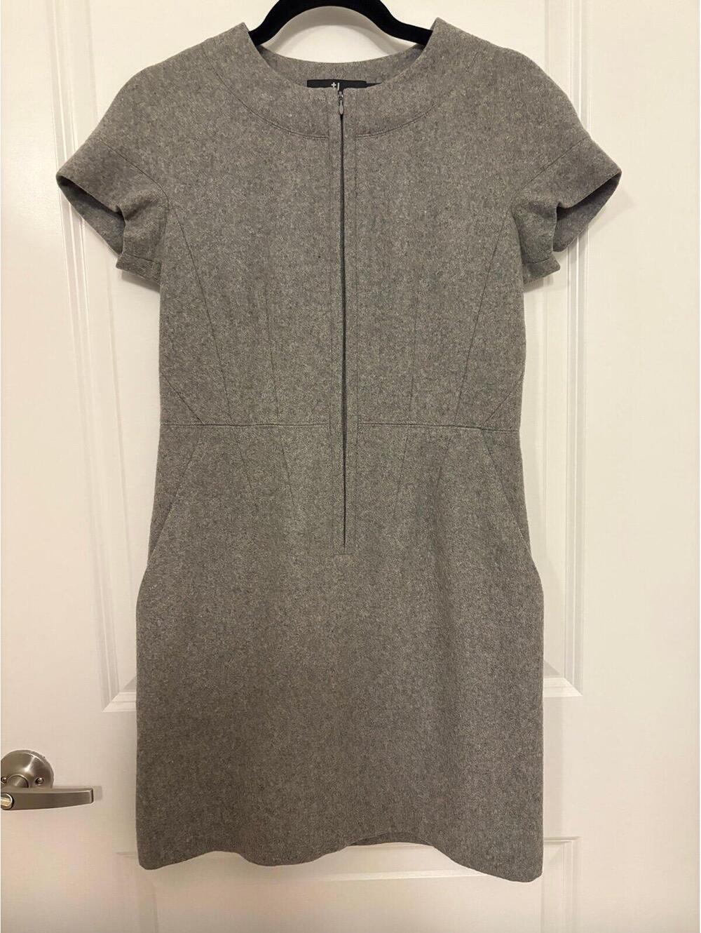 Uniqlo +J Jil Sander Gray Wool Blend Zip Sheath Dress Size S